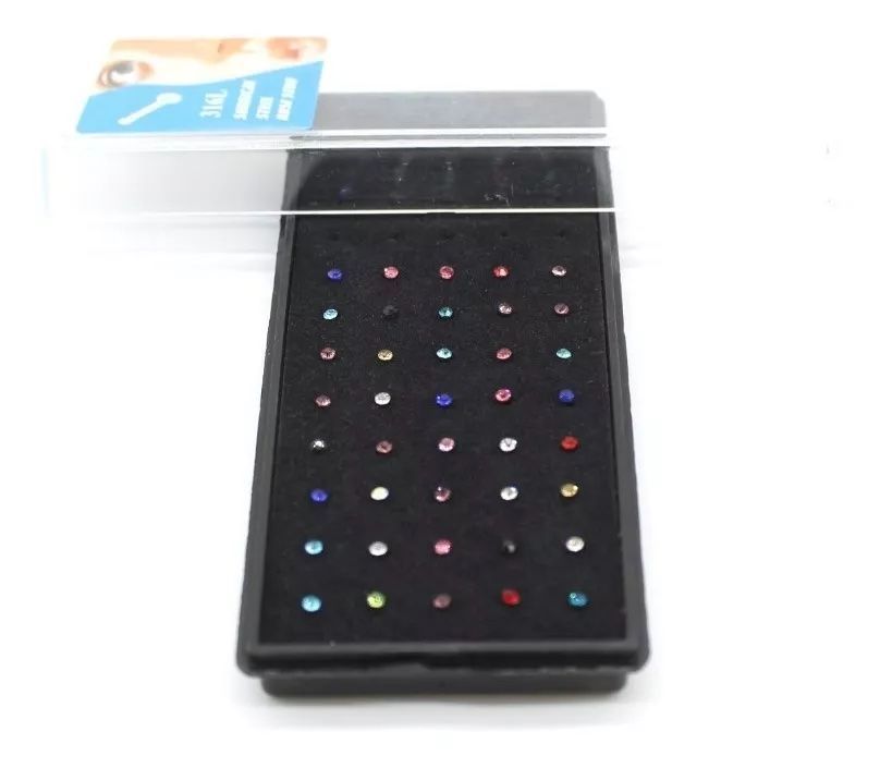 Aro Punto Nariz Piercing Acero Set 40 Unidades Mix Colores-0