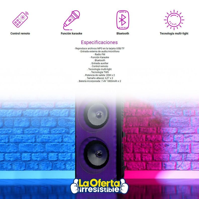 Parlante JVC Bluetooth con Función Karaoke 40W RMS-2