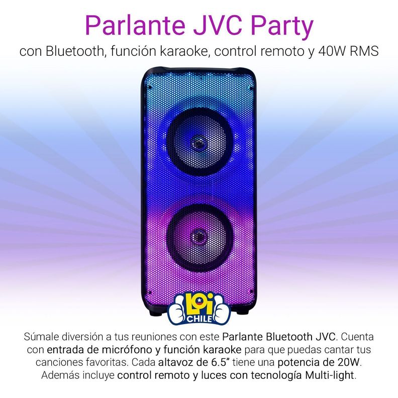 Parlante JVC Bluetooth con Función Karaoke 40W RMS-1