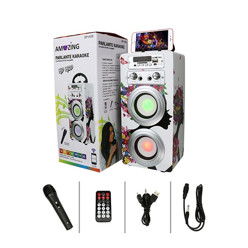 Parlante bluetooth karaoke HIP-HOP. Floral-0