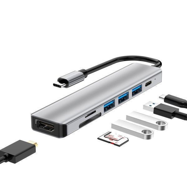 Adaptador 7 en 1 Entrada Tipo C 4K Hdmi Mac Windows-0