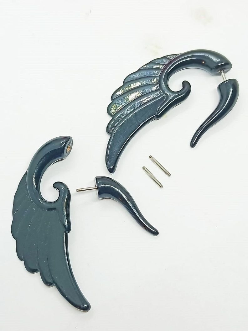 Aros Tribales  expansor Alas Largas Piercing Moda Punk Gotico-6