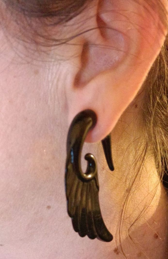 Aros Tribales  expansor Alas Largas Piercing Moda Punk Gotico-2