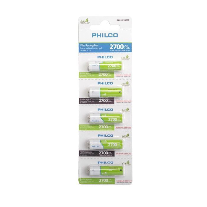 Pack 5 Pilas Recargables AA Philco 2700mha-0