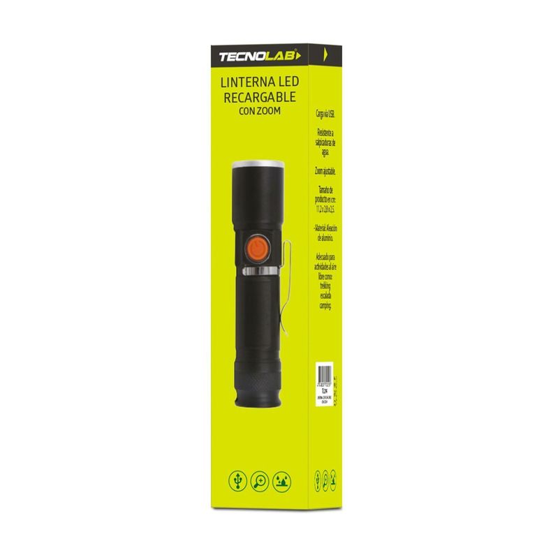 Linterna Led Cree Recargable USB 3000 Lumenes  Zoom Tecnolab-0