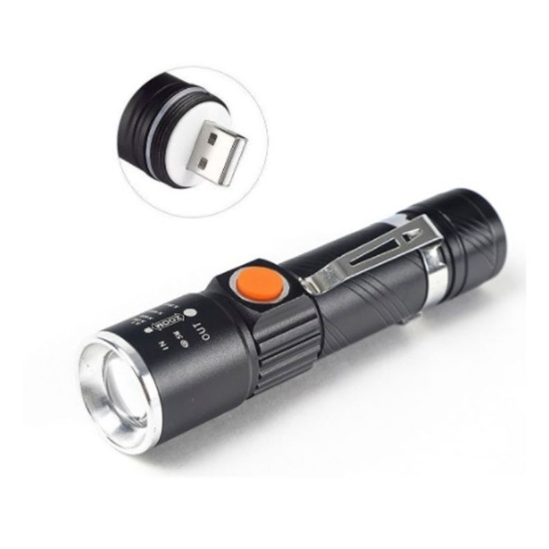 Linterna Led Cree Recargable USB 3000 Lumenes  Zoom Tecnolab-1