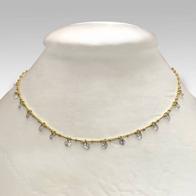 Collar Choker Circón Enchapado Oro 18K-0