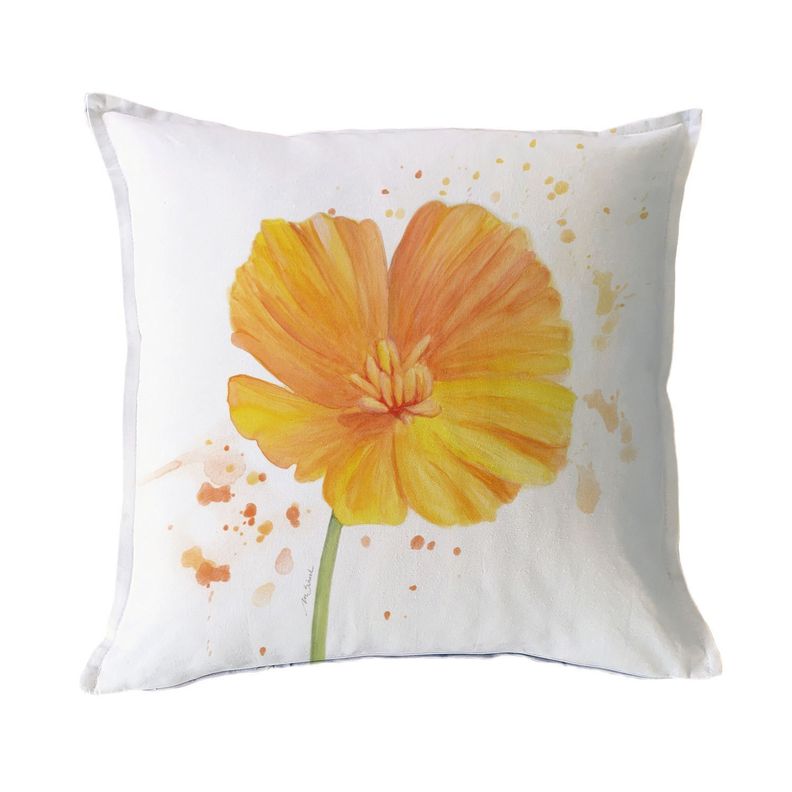 FUNDA COJIN ALGODON AMAPOLA AMARILLA 45X45 Diseno 1