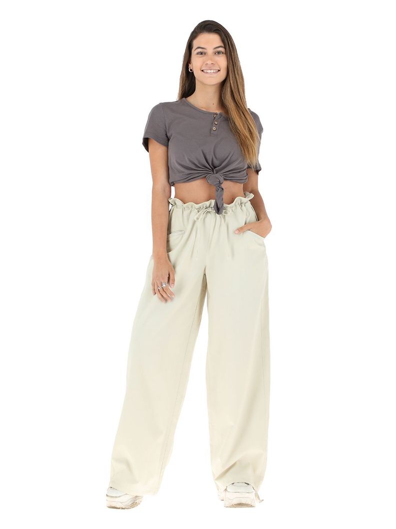 Pantalon Ameba Beige Mujer-0