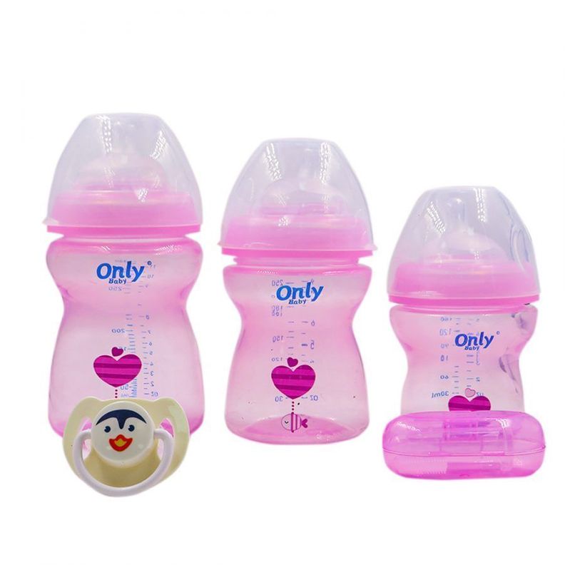 Set de Mamaderas y Chupete para Bebes kit de bebe Rosado CG-10-0