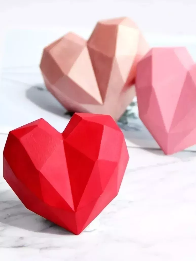 Molde Mini Corazon Diamante Molde Corazón Geometrico 15-4