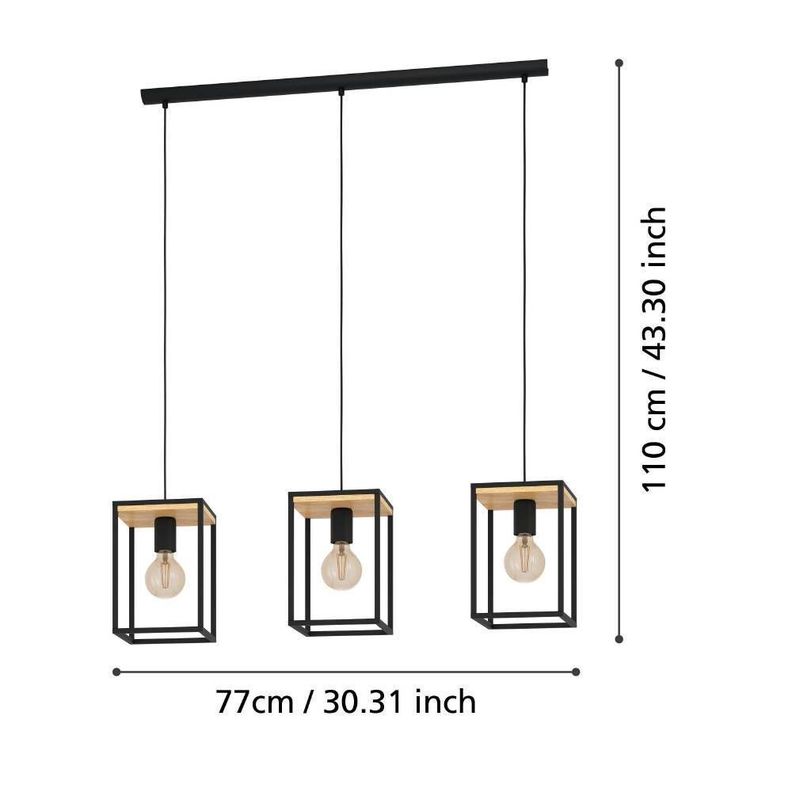 Lámpara Colgante Libertad Acero Negro L880 H1100 E27 3x40W Cod99855-2