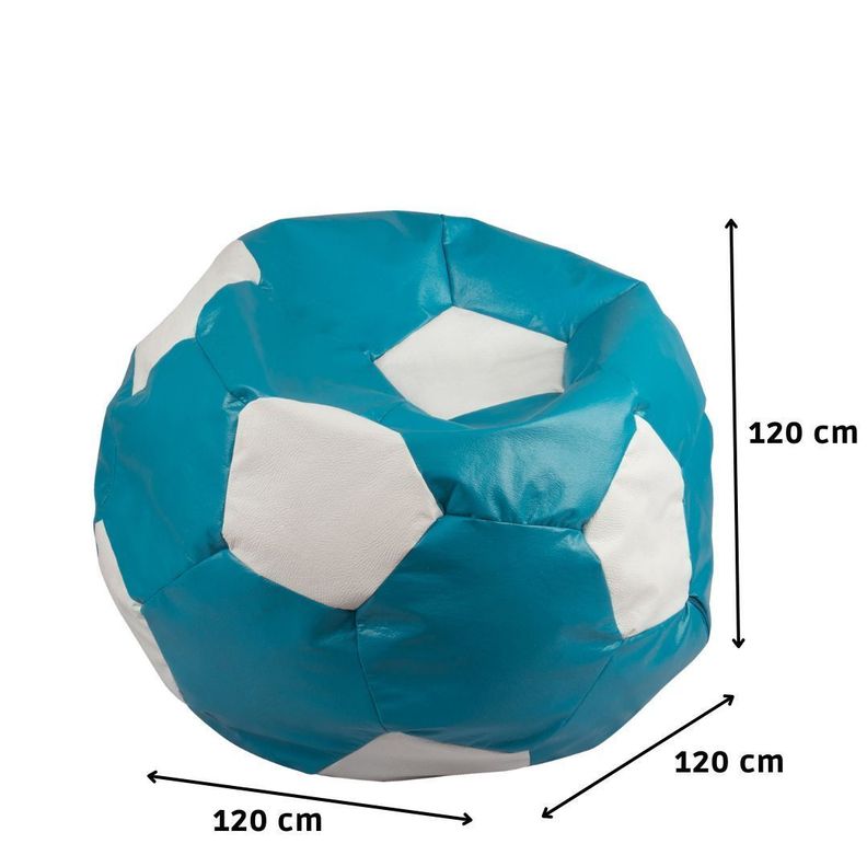 Pouf Pera Futbol Celeste Blanco Eco Cuero 120x120x120 cm Máxima Design-1