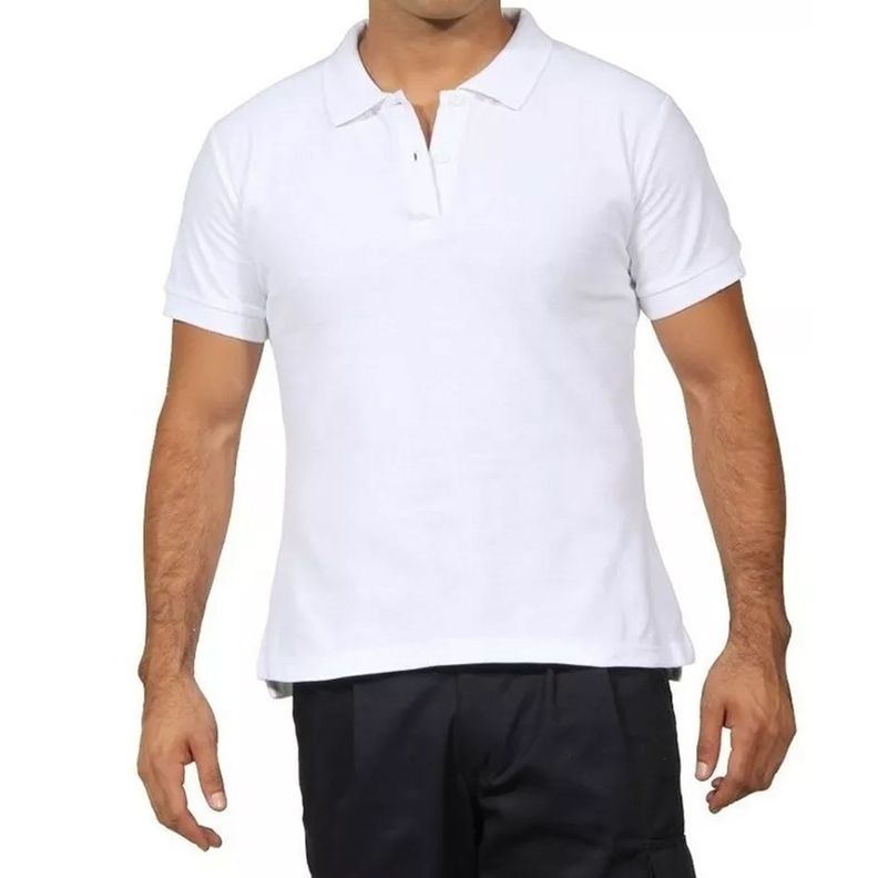 Polera Manga Corta Pique Blanca Para Hombre -0