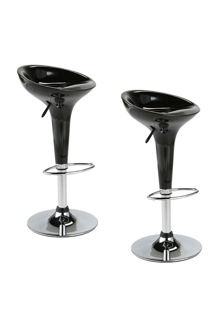 Pack 2 - Piso Bar Regulable Taburete Estilo Retro - Negro-0