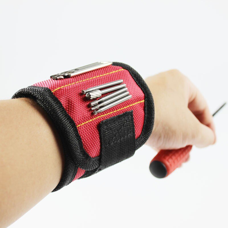 Pulsera Muñequera Magnética Herramienta Clavos Rojo-0