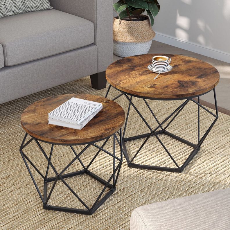 Set mesa de centro base hexagonal estilo Industrial-1