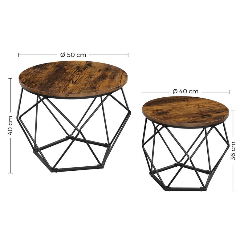 Set mesa de centro base hexagonal estilo Industrial-6