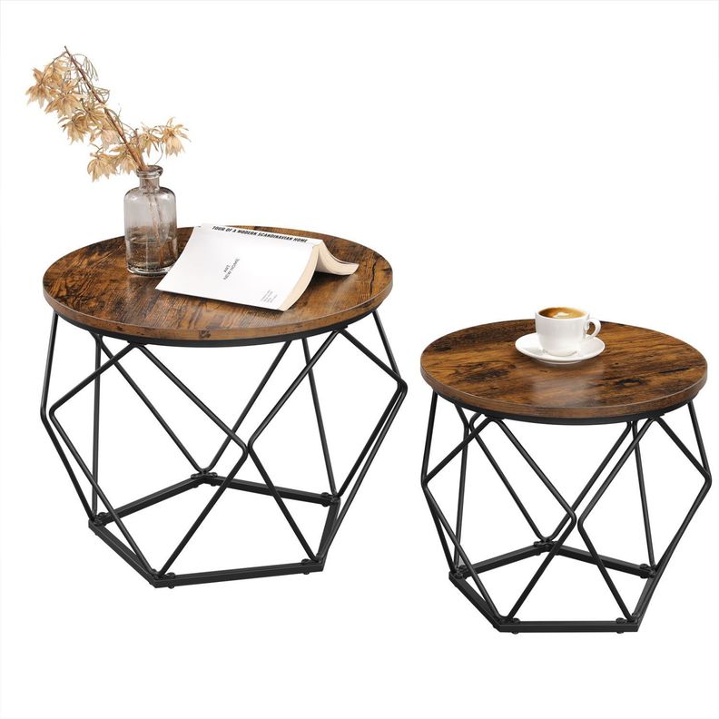 Set mesa de centro base hexagonal estilo Industrial-0