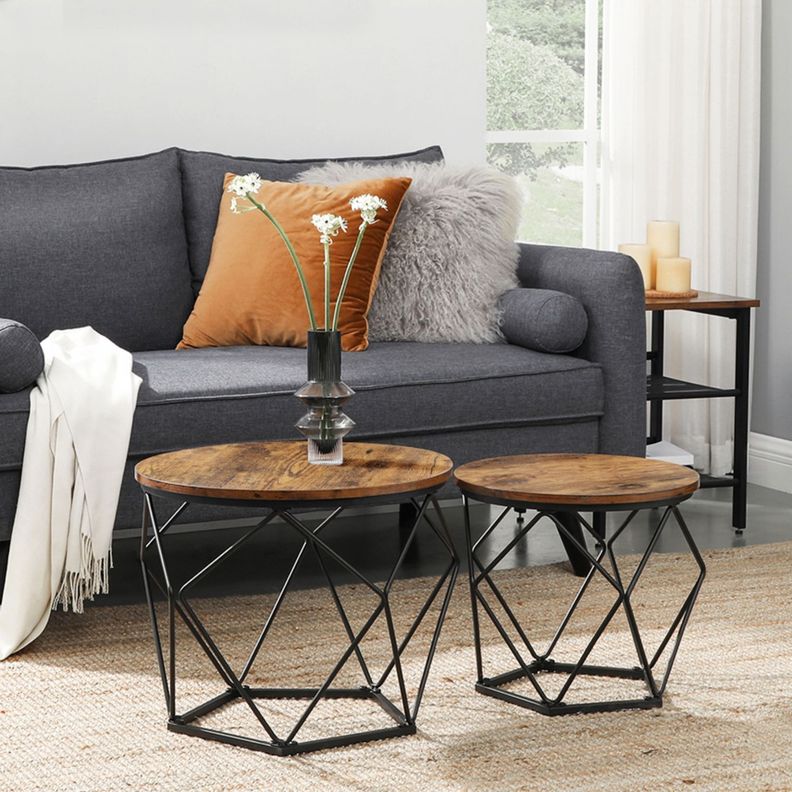 Set mesa de centro base hexagonal estilo Industrial-2