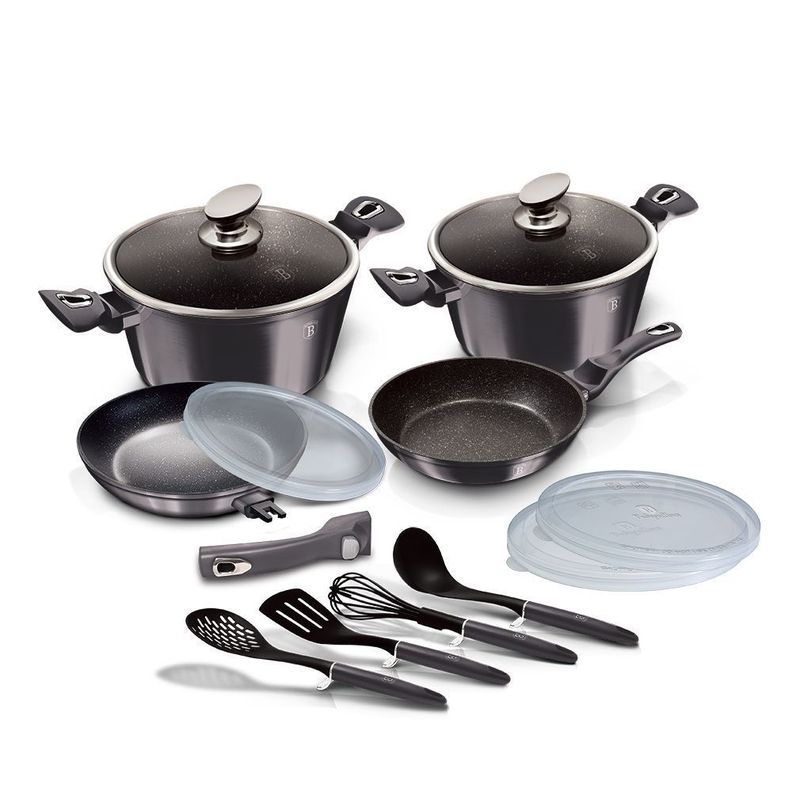 Bateria de cocina 13 piezas antihaderente Marmol-1