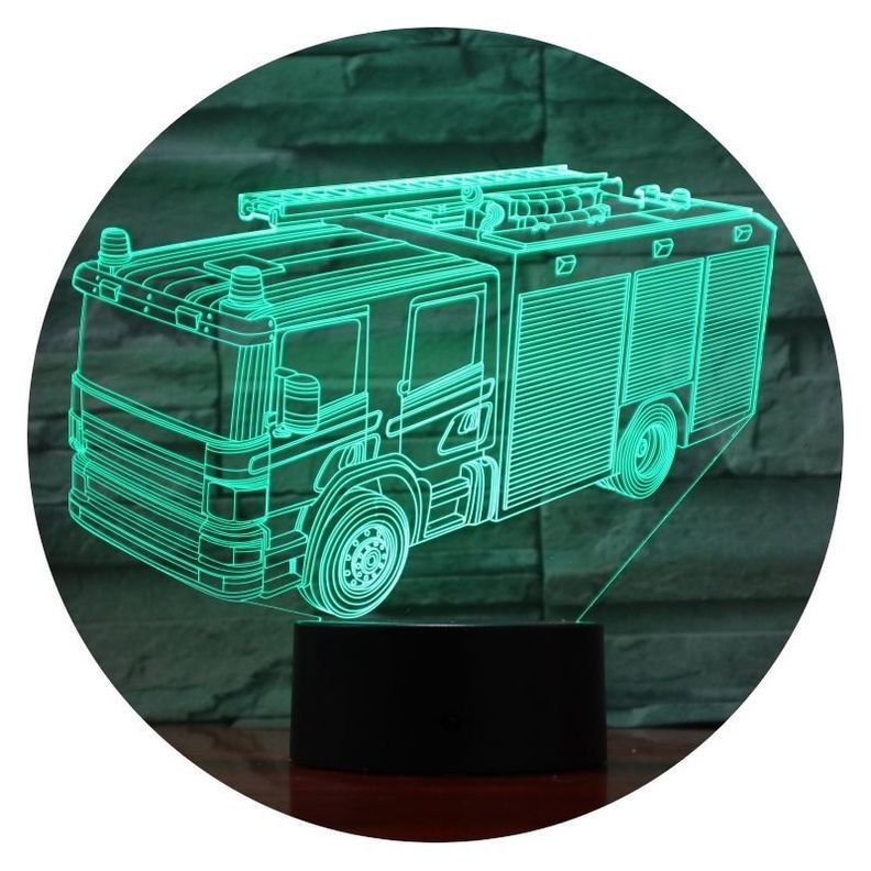 Lámpara Visual 3D Carro de Bomberos-0