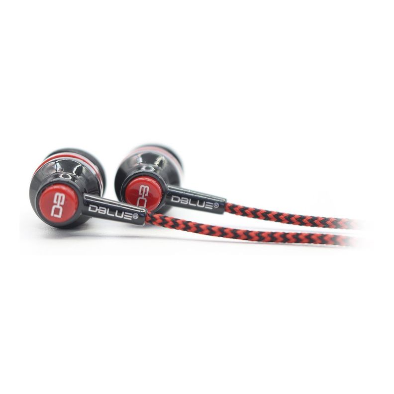 Audifonos Stereo Manos Libres Cable Textil Plug 3.5mm Rojo-1