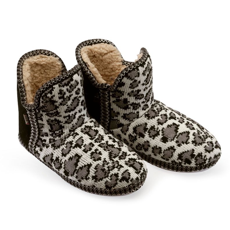 Pantufla Bota Mujer Lana Animal Print-0