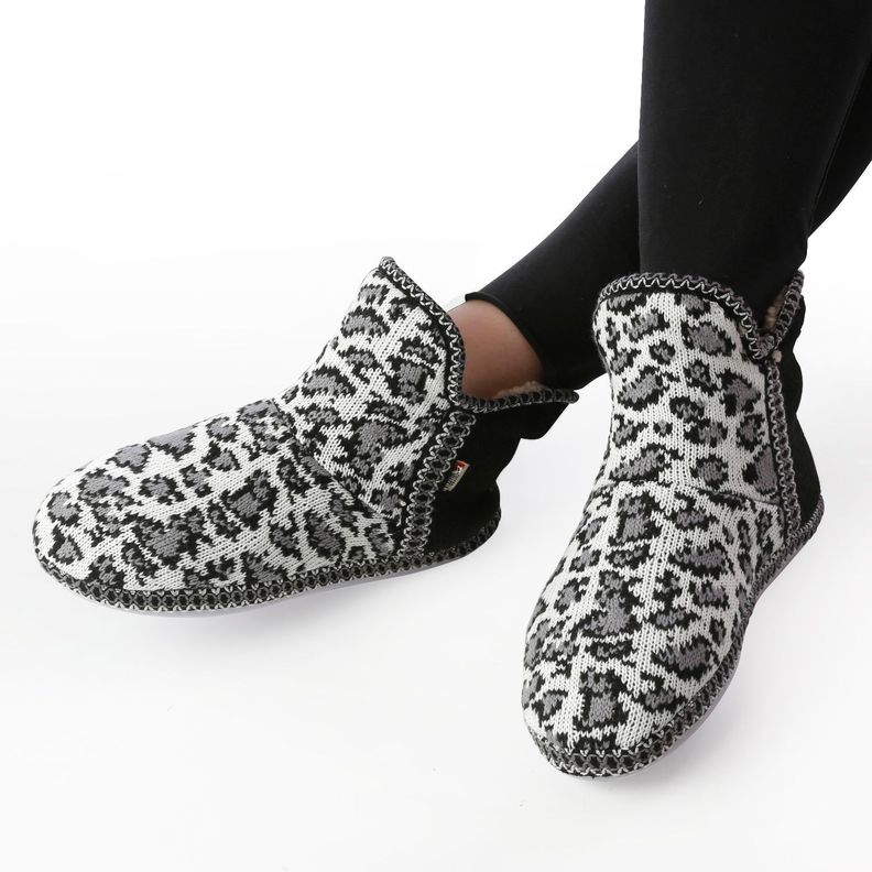 Pantufla Bota Mujer Lana Animal Print-2