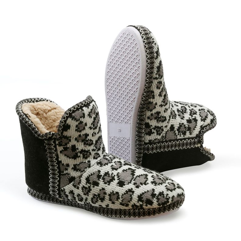 Pantufla Bota Mujer Lana Animal Print-1