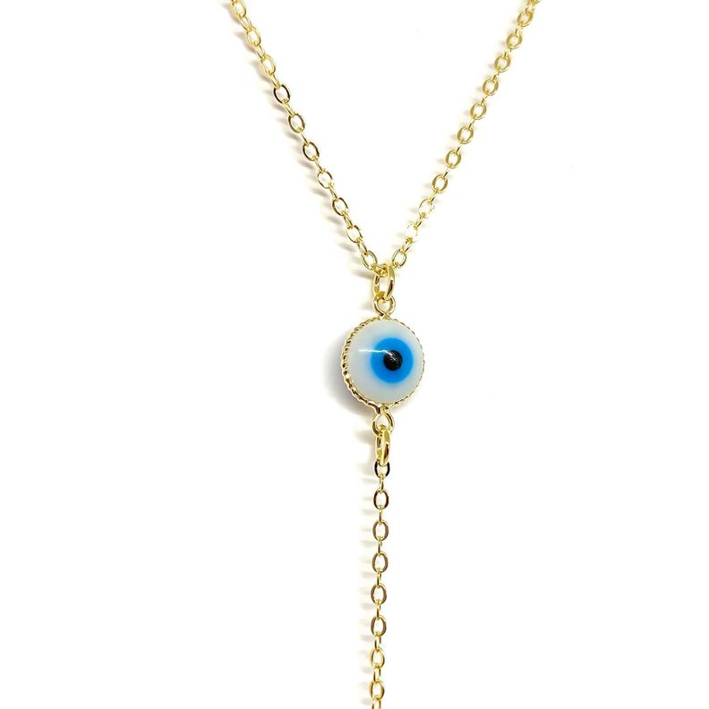 Collar Ojo Turco Mano Hamsa Fátima Circón Enchapado Oro 18K-1