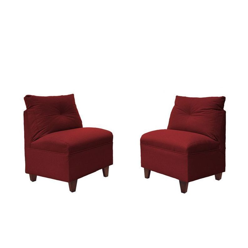 Par Butacas Mateo Chenille Rojo Pata Madera 1C-0