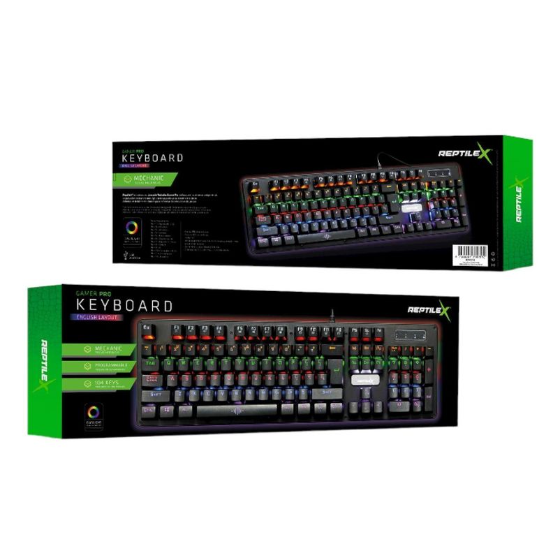 Teclado Gamer Pro Mecanico RGB Para PC USB Reptilex-2