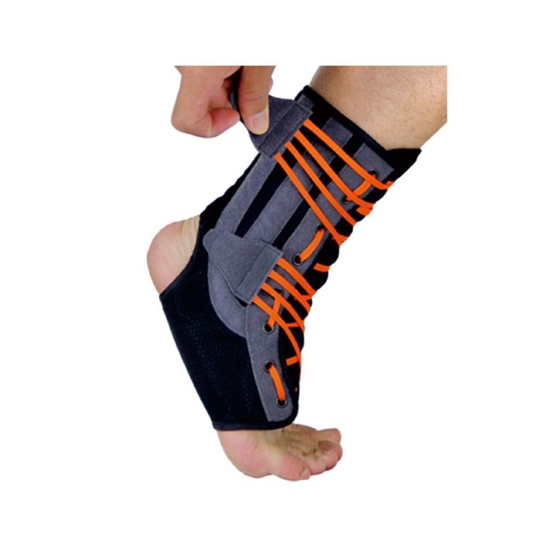 Tobillera Rugby con Cordones Naranjos Talla XXL Gris