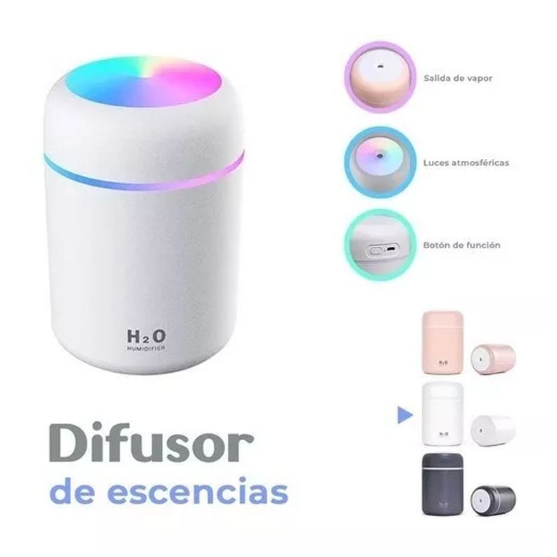 Humificador Difusor De Aire Luz Led Rgb Usb Blanco-1