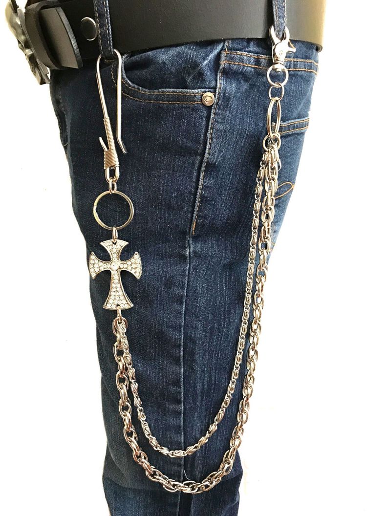 Cadena de Jeans y Cruz con strass-0