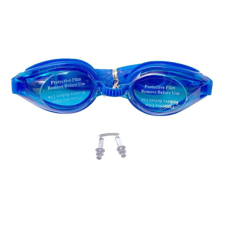 Lentes Natacion Gafas Piscina Unisex Colores Tapones Oidos Azul-0