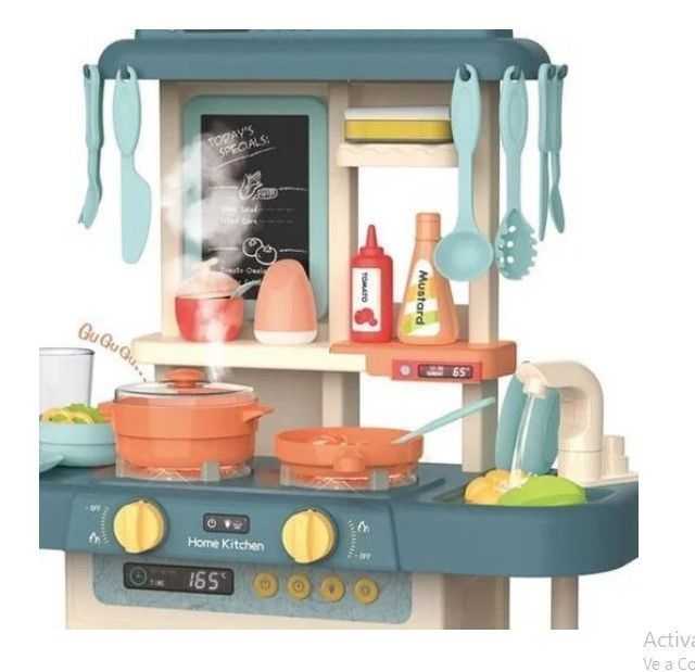 Cocina De Juguete 42 Accesorios Estilo Moderno Azul-1