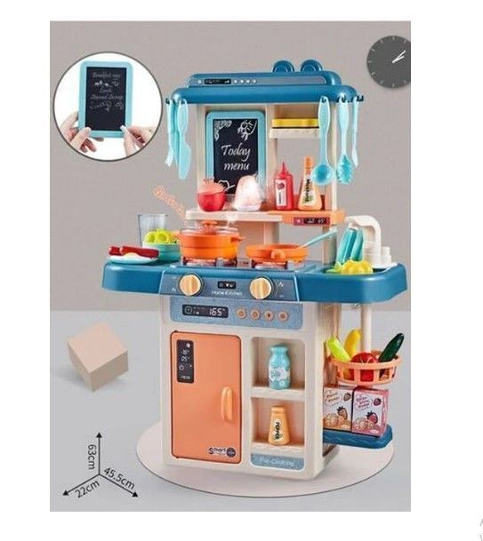 Cocina De Juguete 42 Accesorios Estilo Moderno Azul-4