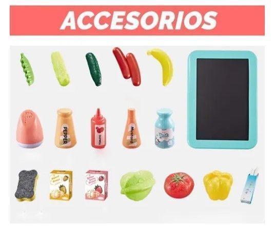 Cocina De Juguete 42 Accesorios Estilo Moderno Azul-6