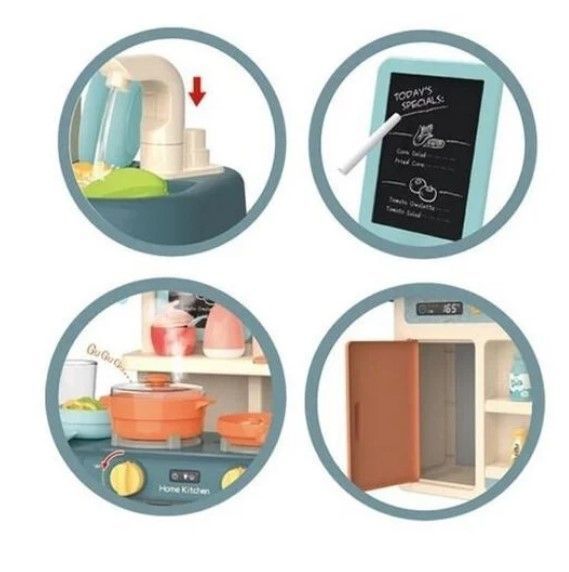 Cocina De Juguete 42 Accesorios Estilo Moderno Azul-5