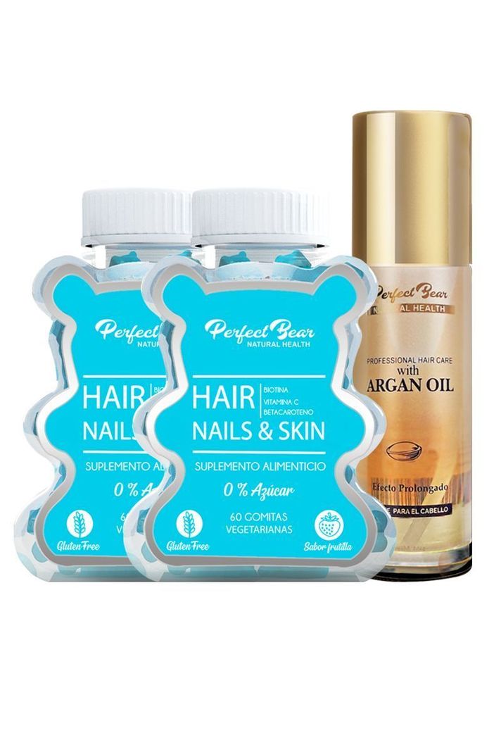 Hair, Nails & Skin ( Biotina) 2 meses + Aceite de Argan-0