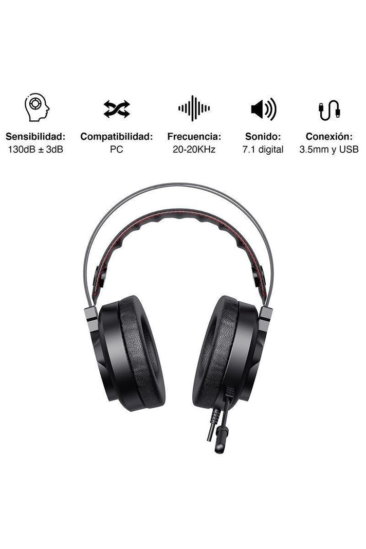 Audífonos Gamer RGB H654 con Micrófono Negro-2