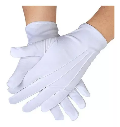 Guantes Blancos Formal Algodón Guardia De Honor Ceremonial-0