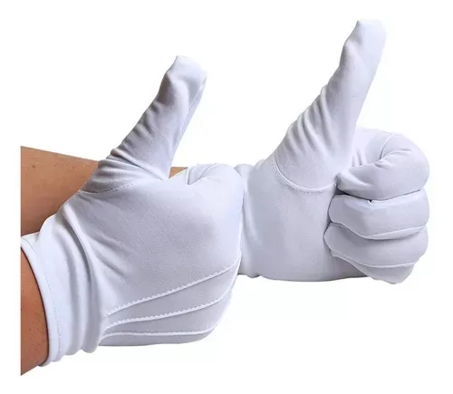 Guantes Blancos Formal Algodón Guardia De Honor Ceremonial-2