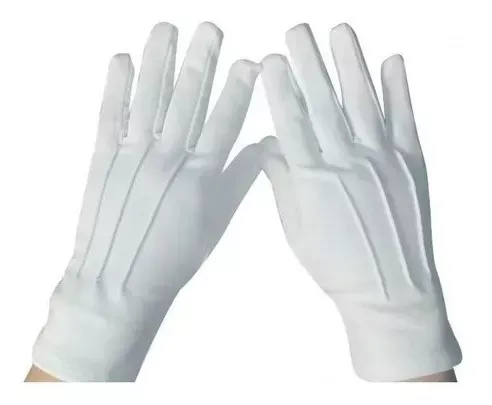 Guantes Blancos Formal Algodón Guardia De Honor Ceremonial-1