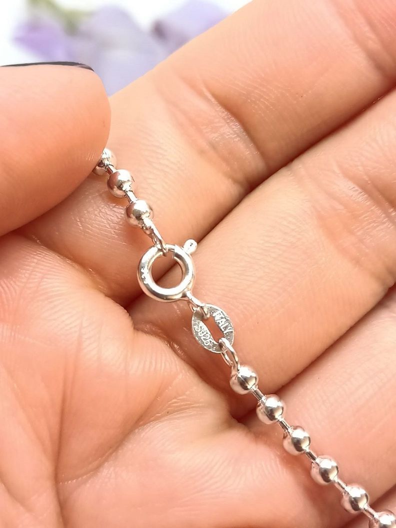 Colgante Cadena Larga Esferas Pelotas Plata 925 Collar Minimalista-6