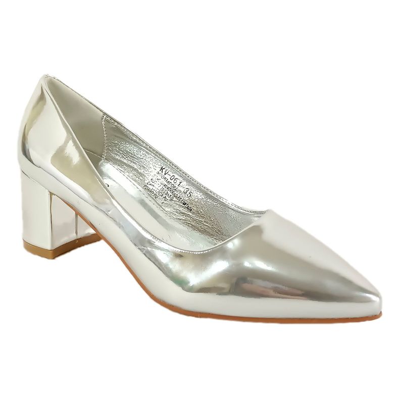 Zapato de Mujer Bajo Cuadrado 061 Plateado-3