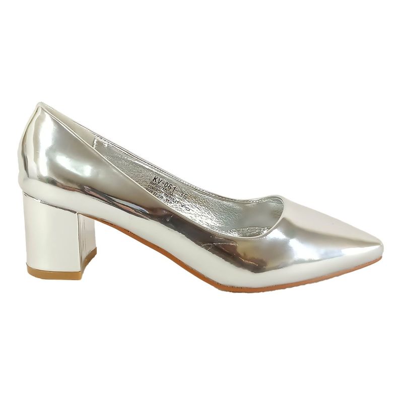 Zapato de Mujer Bajo Cuadrado 061 Plateado-0