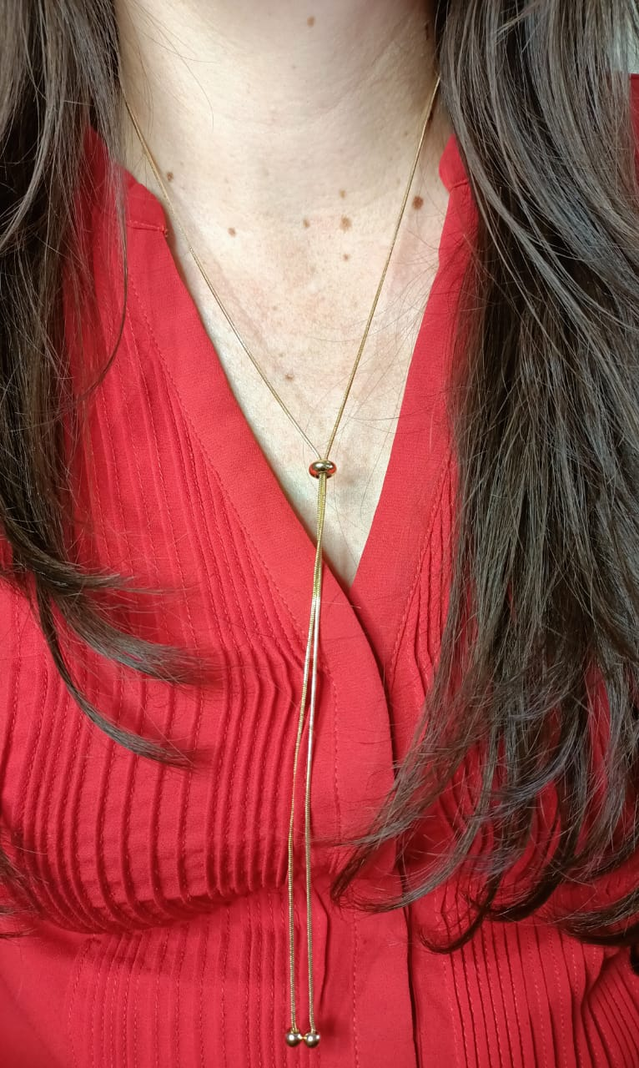 Colgante Collar Largo Regulable Medida Ajustable Minimalista enchapado en oro-3